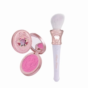 Flower Knows Midsummer Fairytales Embossed Blush 02 Dreaming Butterfly Butterfly Cloud Collar Angled Powder Brush Frosty Wisteria
