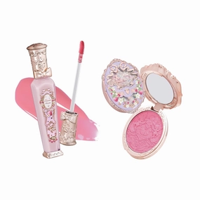 Flower Knows Strawberry Rococo Glowy Lip Gloss G01 Strawberry Macaron Embossed Blush G02 Little Cranberry