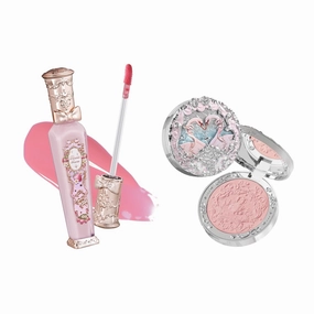 Flower Knows Strawberry Rococo Glowy Lip Gloss G01 Strawberry Macaron Swan Ballet Embossed Blush 02 Romanticism