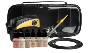Glam Air Airbrush Makeup Machine System with 5 Dark Matte Shades of Foundation and Airbrush Blush light