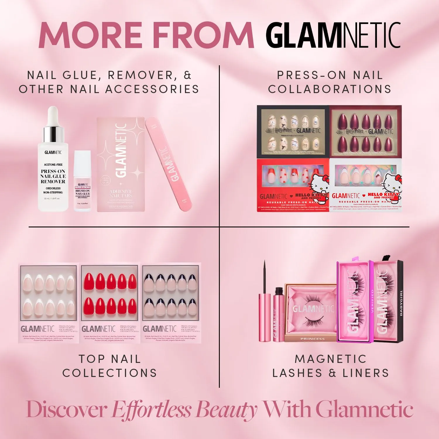 Glamnetic Press On Nails - Lace Blush | Medium Coffin Nails with Lace Detailing, Reusable Stick On Fake Nails with Glue | Love In Bloom Valentine’s Nails | 15 Sizes - 30 Nail Kit with Glue