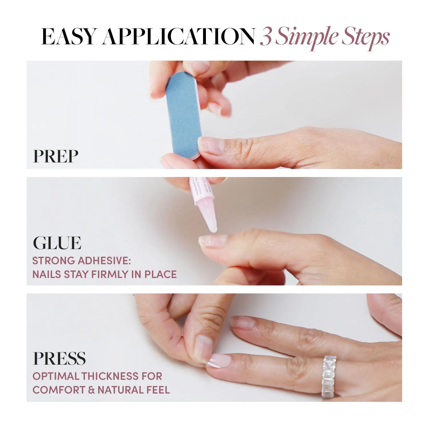Glamnetic Press On Nails - Lace Blush | Medium Coffin Nails with Lace Detailing, Reusable Stick On Fake Nails with Glue | Love In Bloom Valentine’s Nails | 15 Sizes - 30 Nail Kit with Glue
