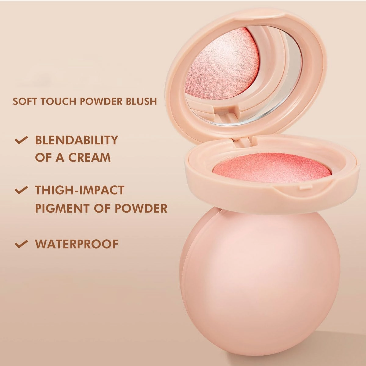 Glitter Powder Blush, Powder Blush Makeup Peach, Hydrating (04#)