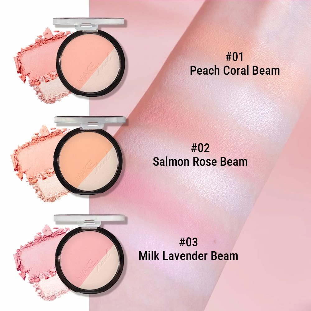 GLOW-C VOLUME CONTOUR Blendable blush palette, shimmering powder, built-in brush applicator [01 PEACH CORAL] 10g 0.35 Oz