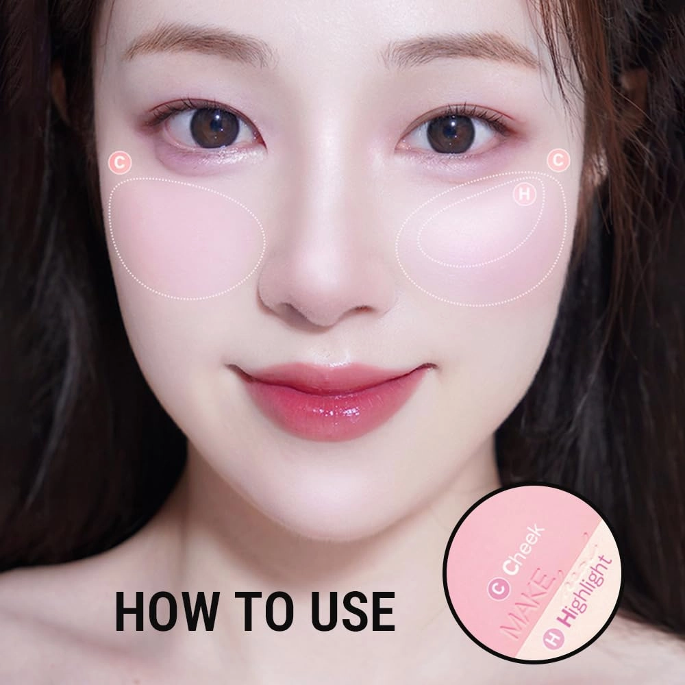 GLOW-C VOLUME CONTOUR Blendable blush palette, shimmering powder, built-in brush applicator [01 PEACH CORAL] 10g 0.35 Oz
