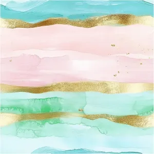 HAOKHOME Bathroom Wallpaper Peel and Stick Coastal Wave Beach Stripe Wall Paper Pink/Blue/Gold Removable Contact Paper 17.3in x 9.8ft