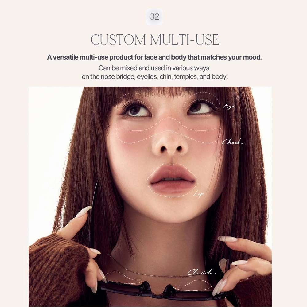 Heart Percent Dote On Mood Custom Lip & Cheek, Matte (Fog Pot)   Glow (Shine Balm) Dual Type Multi-use Blush & Lip Tint [#04. Soft Pink]