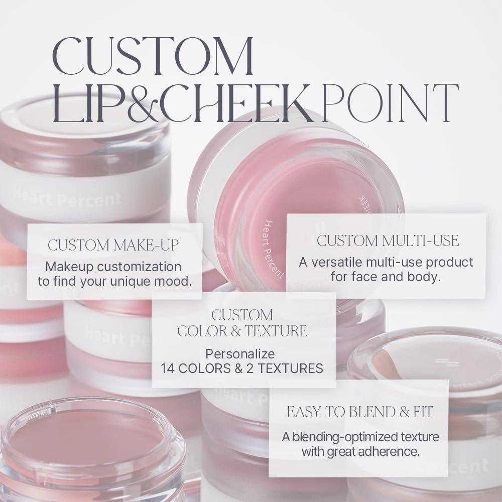 Heart Percent Dote On Mood Custom Lip & Cheek, Matte (Fog Pot)   Glow (Shine Balm) Dual Type Multi-use Blush & Lip Tint [#04. Soft Pink]