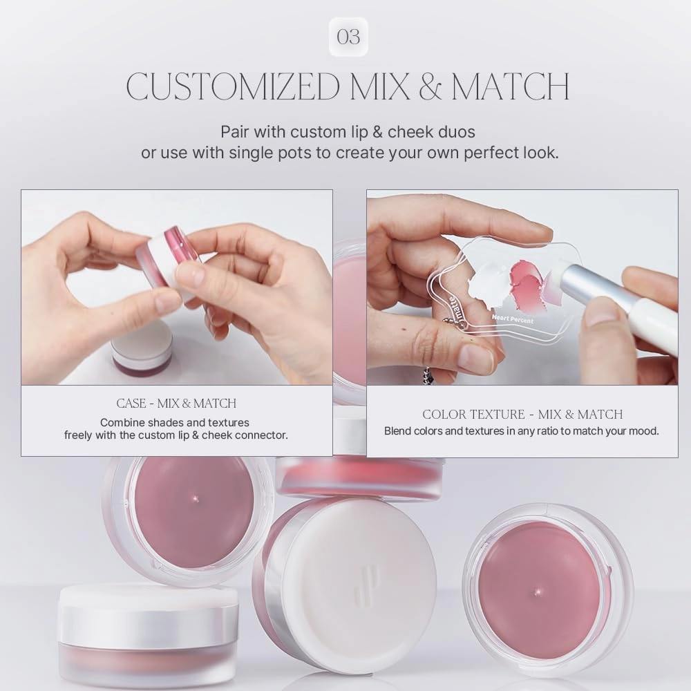 Heart Percent Dote On Mood Custom Lip & Cheek Single, Soft Velvety Tinted Balm Matte (Fog Pot) Air-Fit Mist Textures Multi-use Blush & Lip Tint 4.7g, M07. Plum Rose