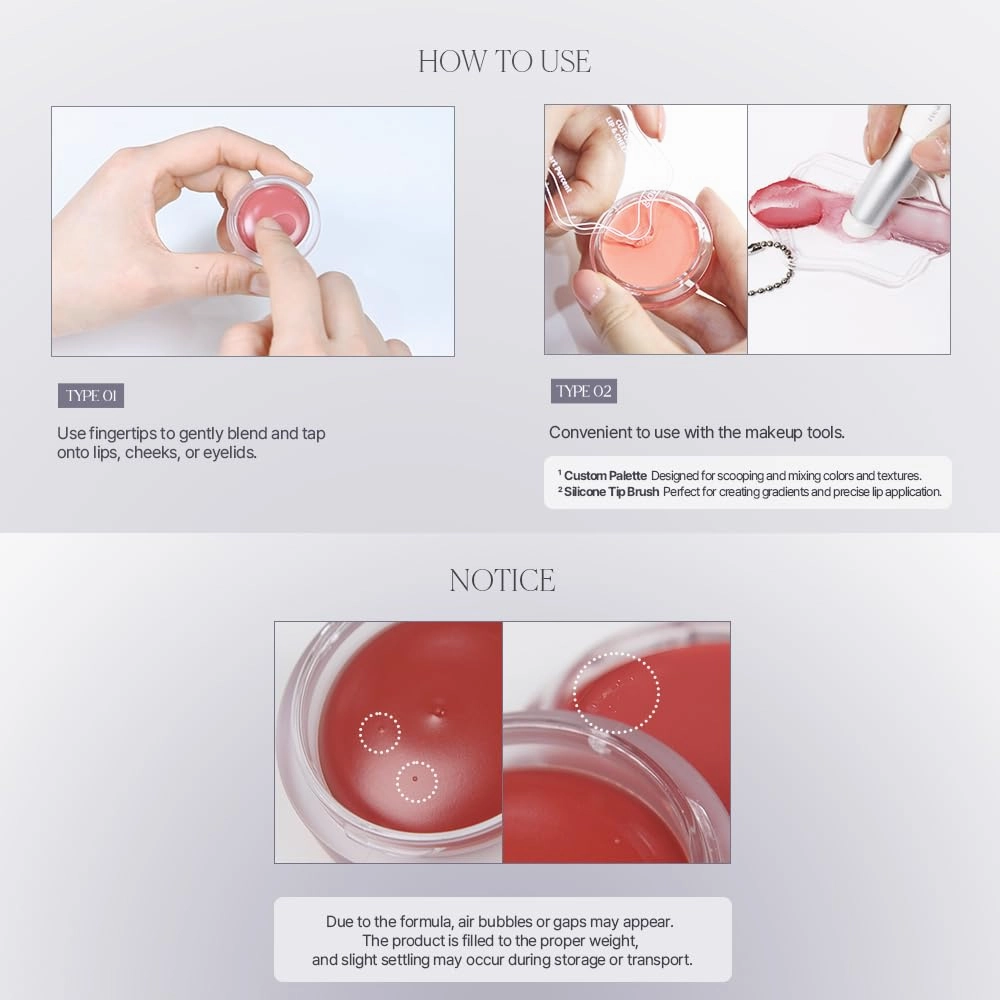 Heart Percent Dote On Mood Custom Lip & Cheek Single, Soft Velvety Tinted Balm Matte (Fog Pot) Air-Fit Mist Textures Multi-use Blush & Lip Tint 4.7g, M08. Tender Pink
