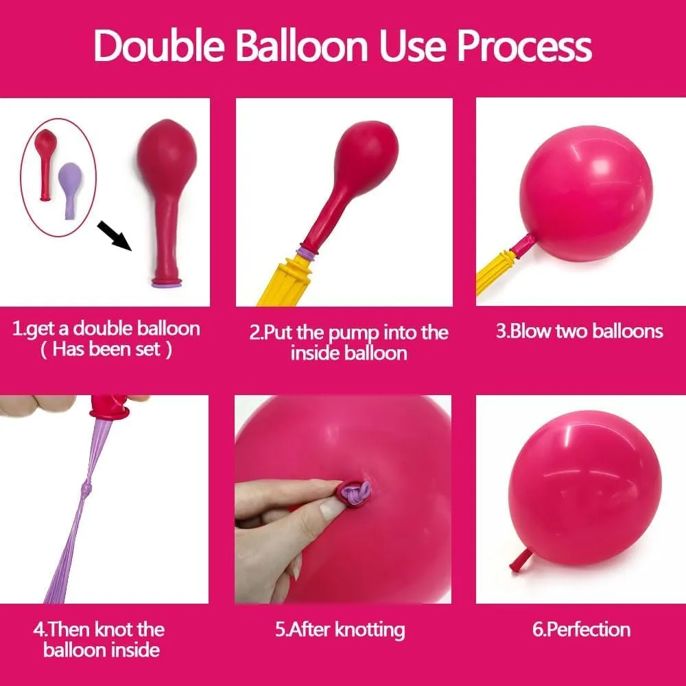 Hot Pink Balloon Arch Kit - Double Stuffed Dark Light Pink Magenta Blush Gold Balloon Garland for Birthday Baby Shower Wedding Summer Party Decoration