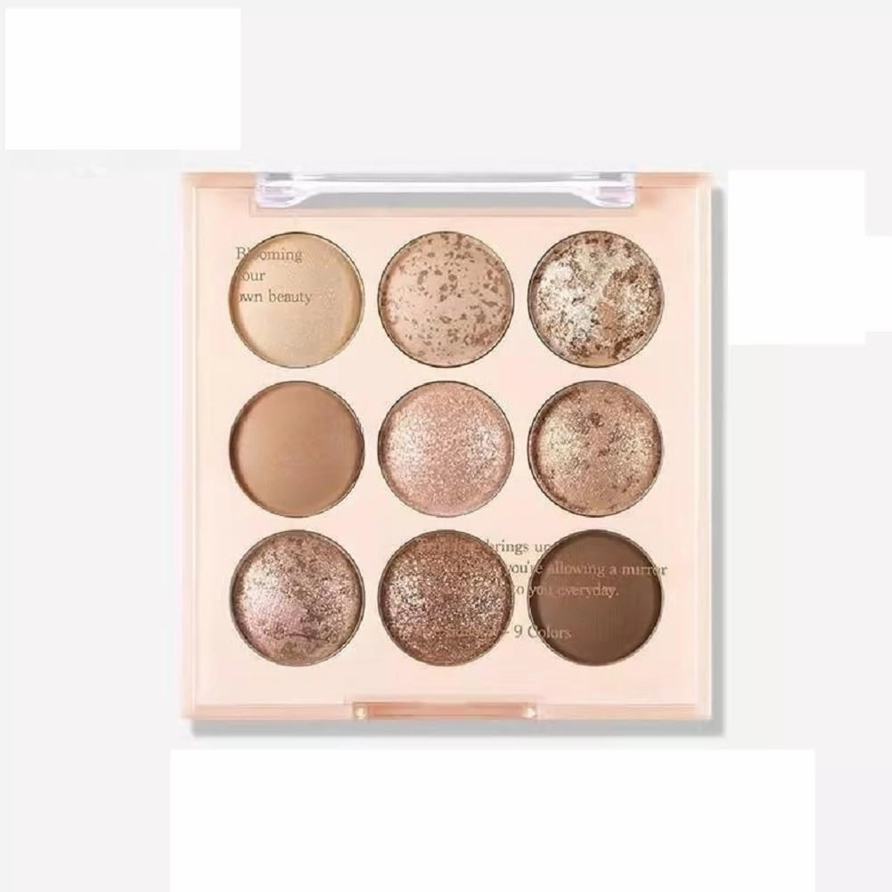 Ice Cream Nine Color Eyeshadow Palette Pearl Matte Rose Tray Lying Silkworm Blush Oat Milk Tea Earth Pure Desire (03# Almond vanilla)