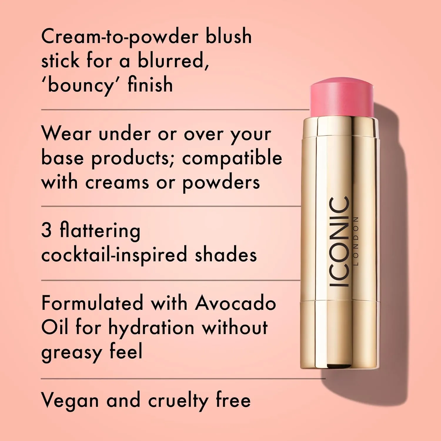 ICONIC LONDON Blurring Blush Stick | Seamless Blending, Matte Finish, Cruelty-Free, Vegan Makeup