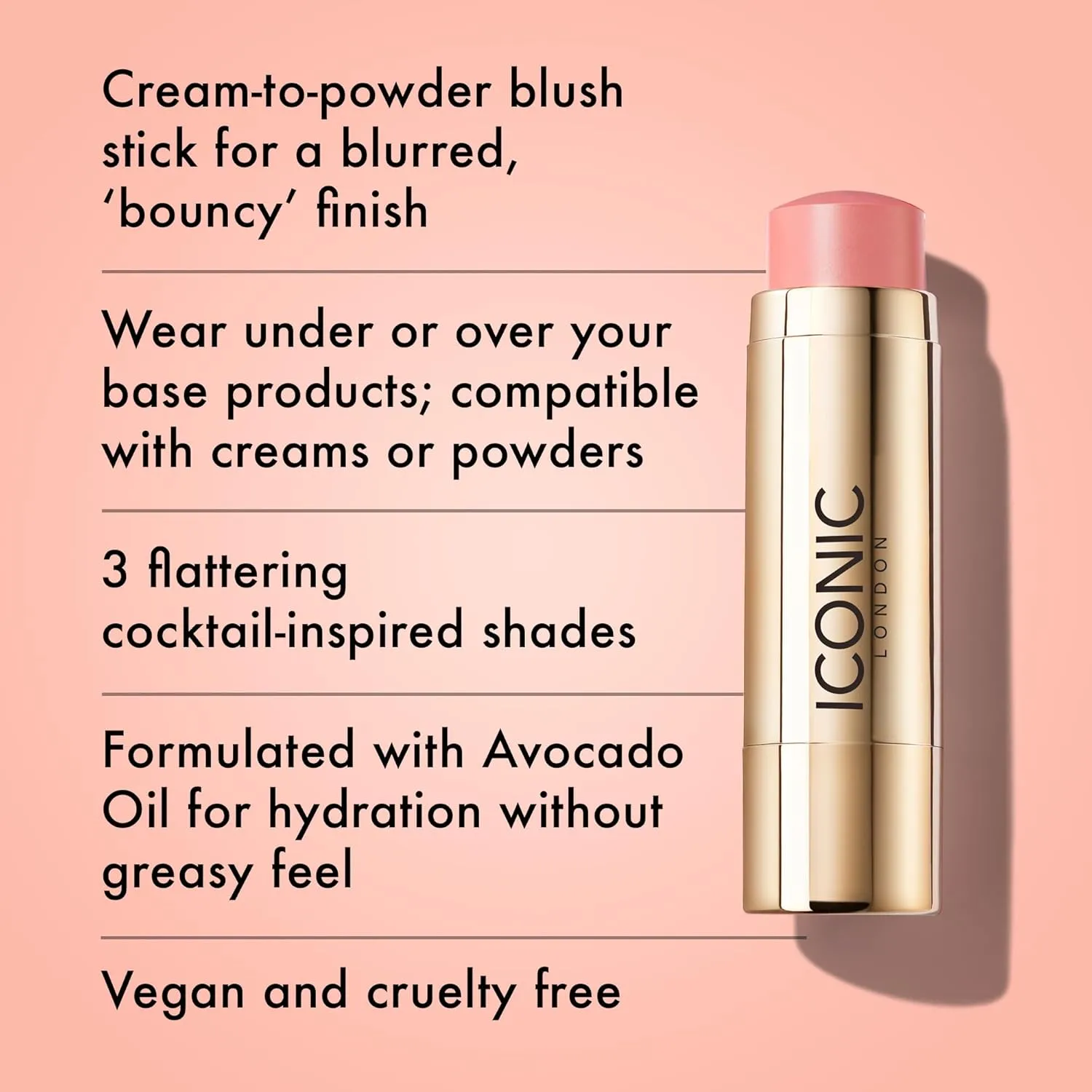 ICONIC LONDON Blurring Blush Stick | Seamless Blending, Matte Finish, Cruelty-Free, Vegan Makeup