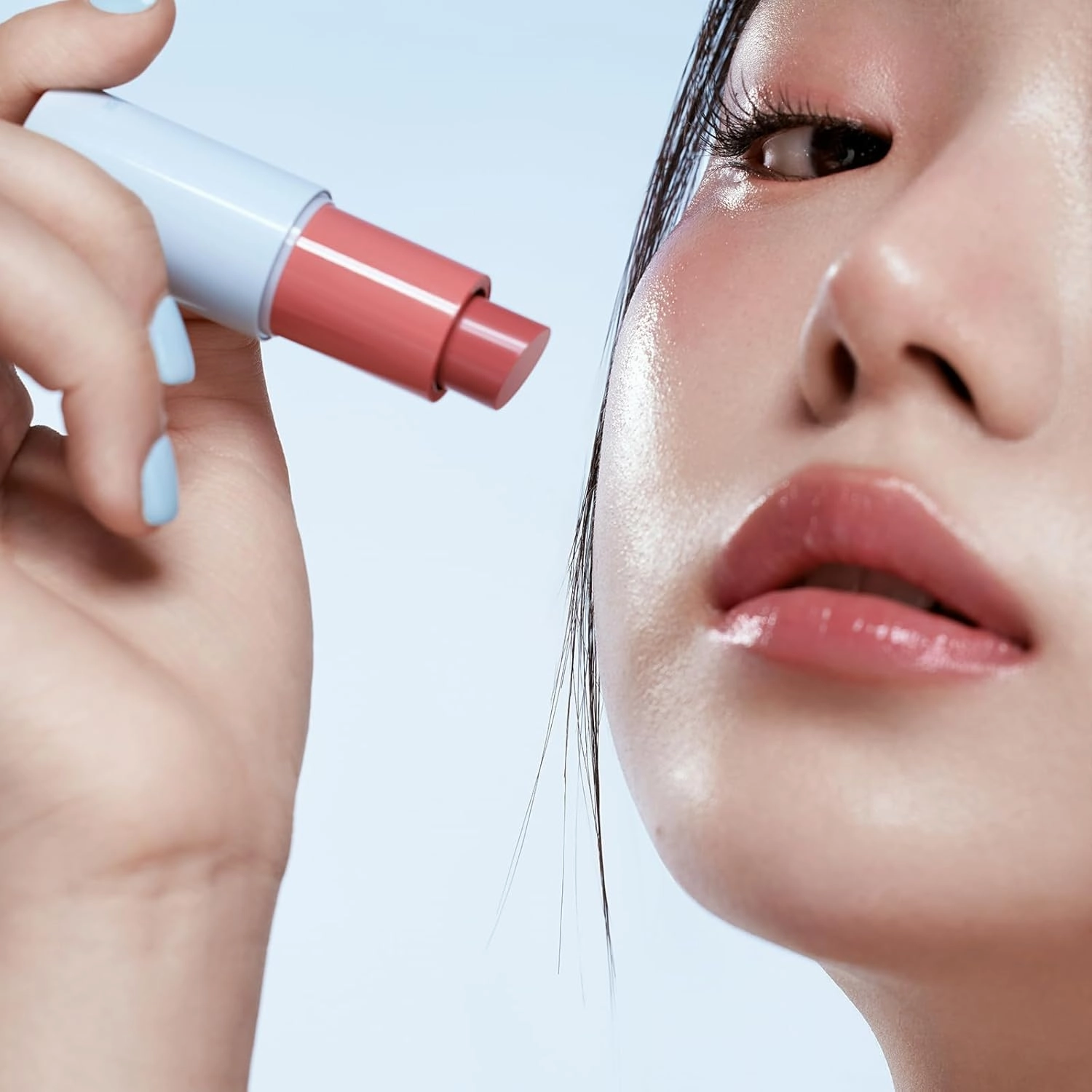 INTO YOU Multi-use Blush Stick Clean Fit and Clean Makeup, 3 in 1 Blendable Color and Cooling Water-like Feeling Blush Stick for Cheeks, Eyes and Lips, Pure Peach Fuzz(MS01)