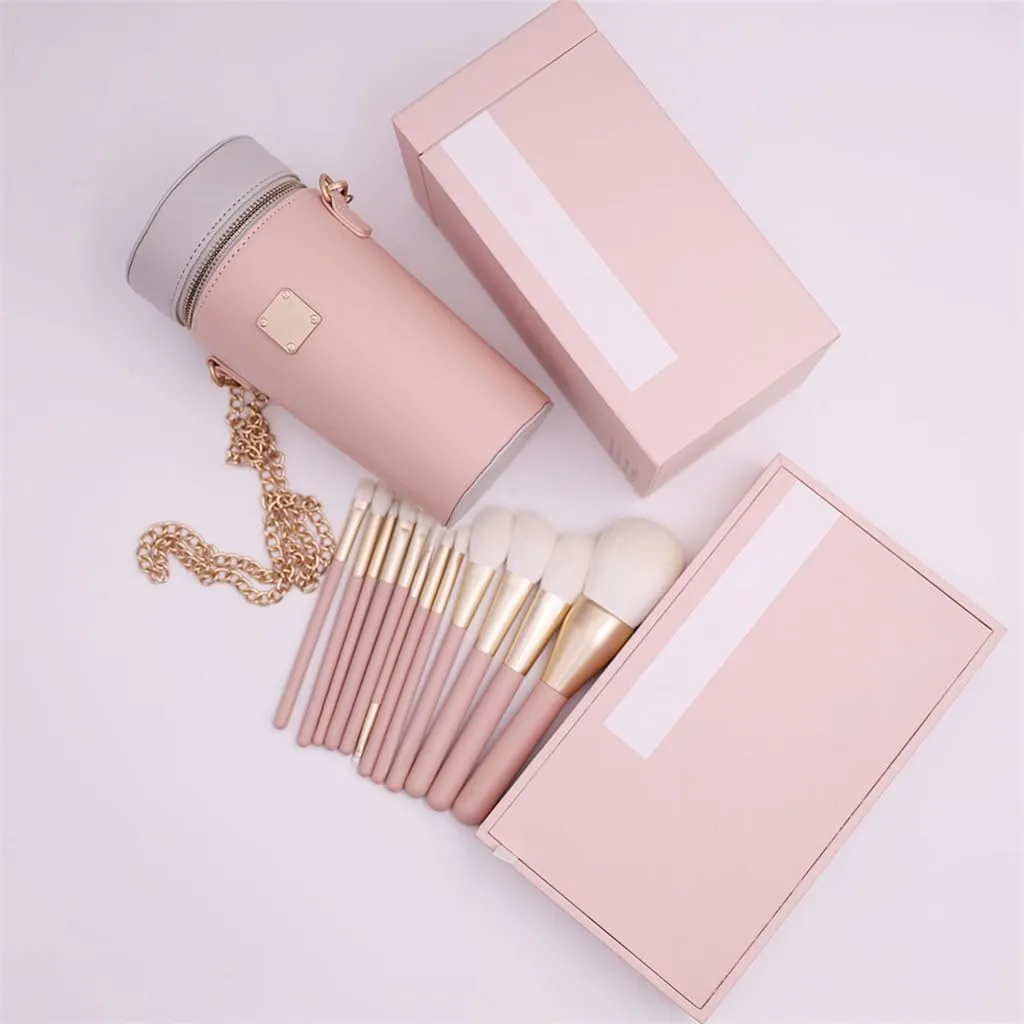 JSEIAJB Smokey Peach 12pcs Makeup Set Brushes Blush Brushes Eyeshadow Brushes Portable Full Set Of Makeup Brushes