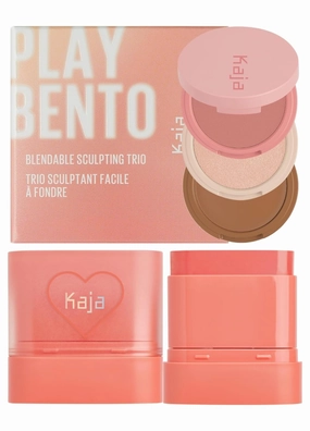 Kaja 3-in-1 Blendable Sculpting Trio - Play Bento 01 Butter Up   Dewy Bar - Creamy Multi-Stick Blusher & Lip Balm 03 Peach Cobbler,10g Bundle