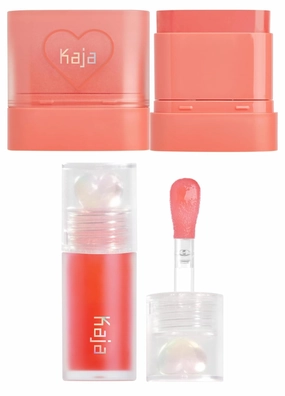 Kaja Dewy Bar - Creamy Multi-Stick Blusher & Lip Balm 03 Peach Cobbler,10g   Juicy Glass Lip Oil 02 Raspberry Refresher Bundle