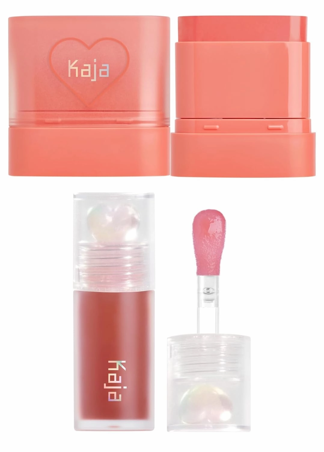 Kaja Dewy Bar - Creamy Multi-Stick Blusher & Lip Balm 03 Peach Cobbler,10g   Juicy Glass Lip Oil 05 Plum Paloma Bundle