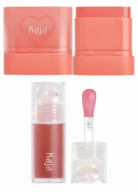 Kaja Dewy Bar - Creamy Multi-Stick Blusher & Lip Balm 03 Peach Cobbler,10g   Juicy Glass Lip Oil 05 Plum Paloma Bundle