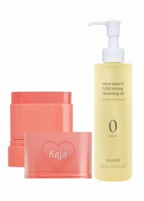Kaja Dewy Bar - Creamy Multi-Stick Blusher & Lip Balm 03 Peach Cobbler,10g   NOONI Cleansing Oil - Snow Aqua 0 LHA Toning Pore Care Korean Facial Oil Cleanser, 6.76 fl.oz Bundle