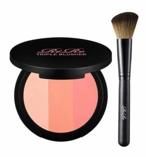 Korea Makeup Products - Triple Blusher 10g   Brush. Face Blush Pressed Powder 3 Colors That Expresses Skin Lively with Natural Color Expression