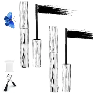 Laidanyou Mascara, Long-Lasting Laidanyou Small Steel Mascara, 3D Curling Eyelash Iron Mascara, Waterproof & Sweatproof Lengthening, Thick, Long,Non-Smudged (2pcs, 0.01 Fl Oz)