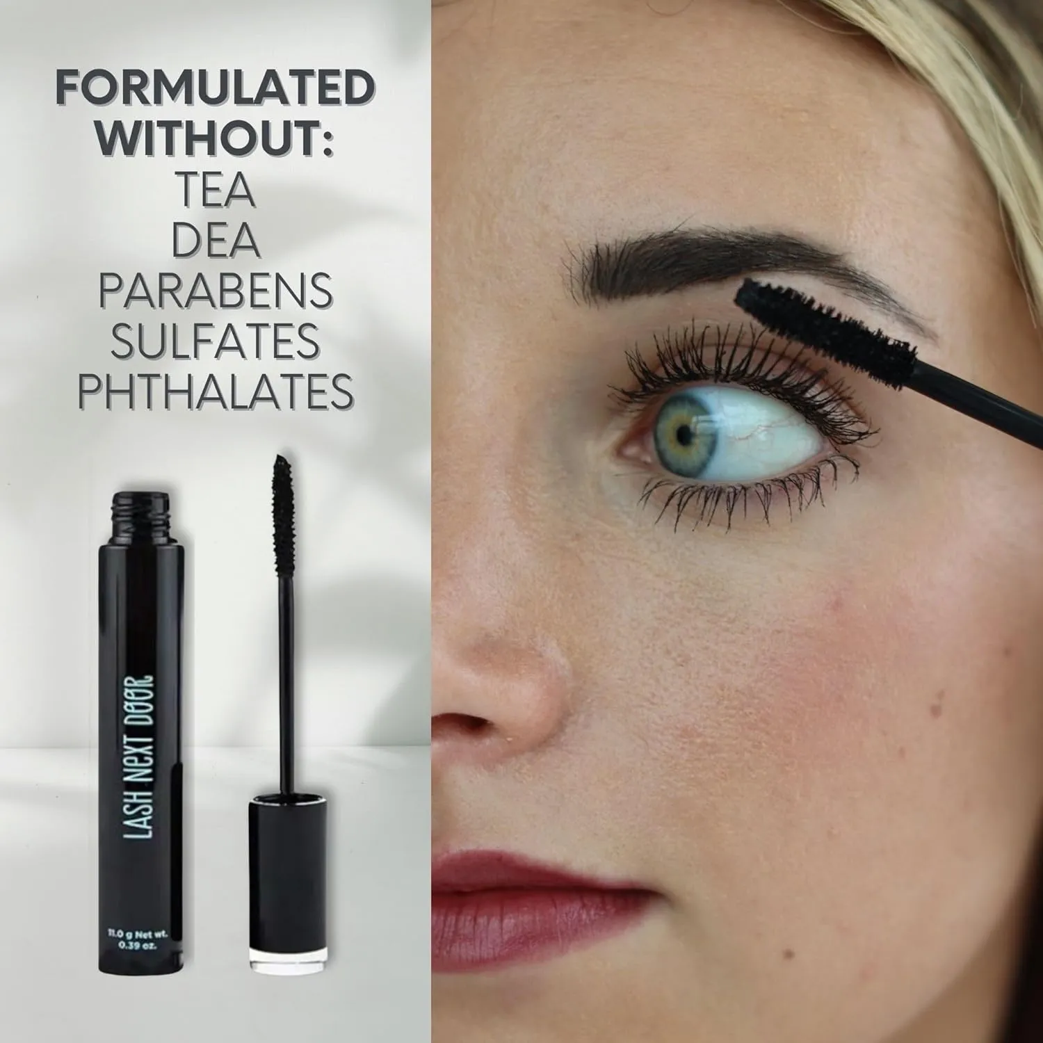 Lash Next Door Water Resistant Mascara Black Volume and Length - No Clump Volumizing Mascara for Thickening and Lengthening - Smudge Proof Lashes by Brooklyn and Bailey (1 Pack)