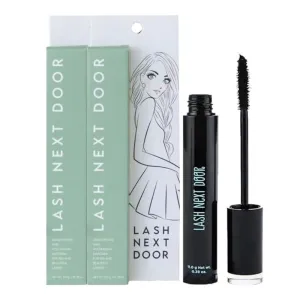 Lash Next Door Water Resistant Mascara Black Volume and Length - No Clump Volumizing Mascara for Thickening and Lengthening - Smudge Proof Lashes by Brooklyn and Bailey (2 Pack)
