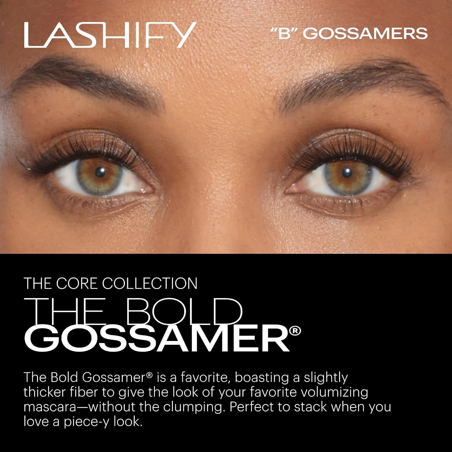 Lashify Bold 14mm Gossamer DIY Eyelash Extensions Refill, Black, Easy False Eyelashes for a Natural Look