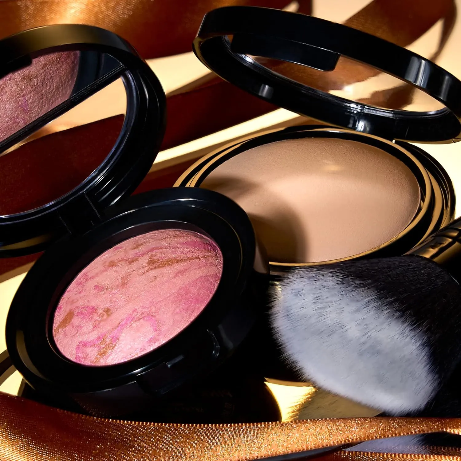 LAURA GELLER NEW YORK The Classic Matte Look - Liquid (3 Piece) Double Take Liquid Foundation Deep, Retractable Kabuki Brush, Baked Blush-n-Brighten Pink Buttercream