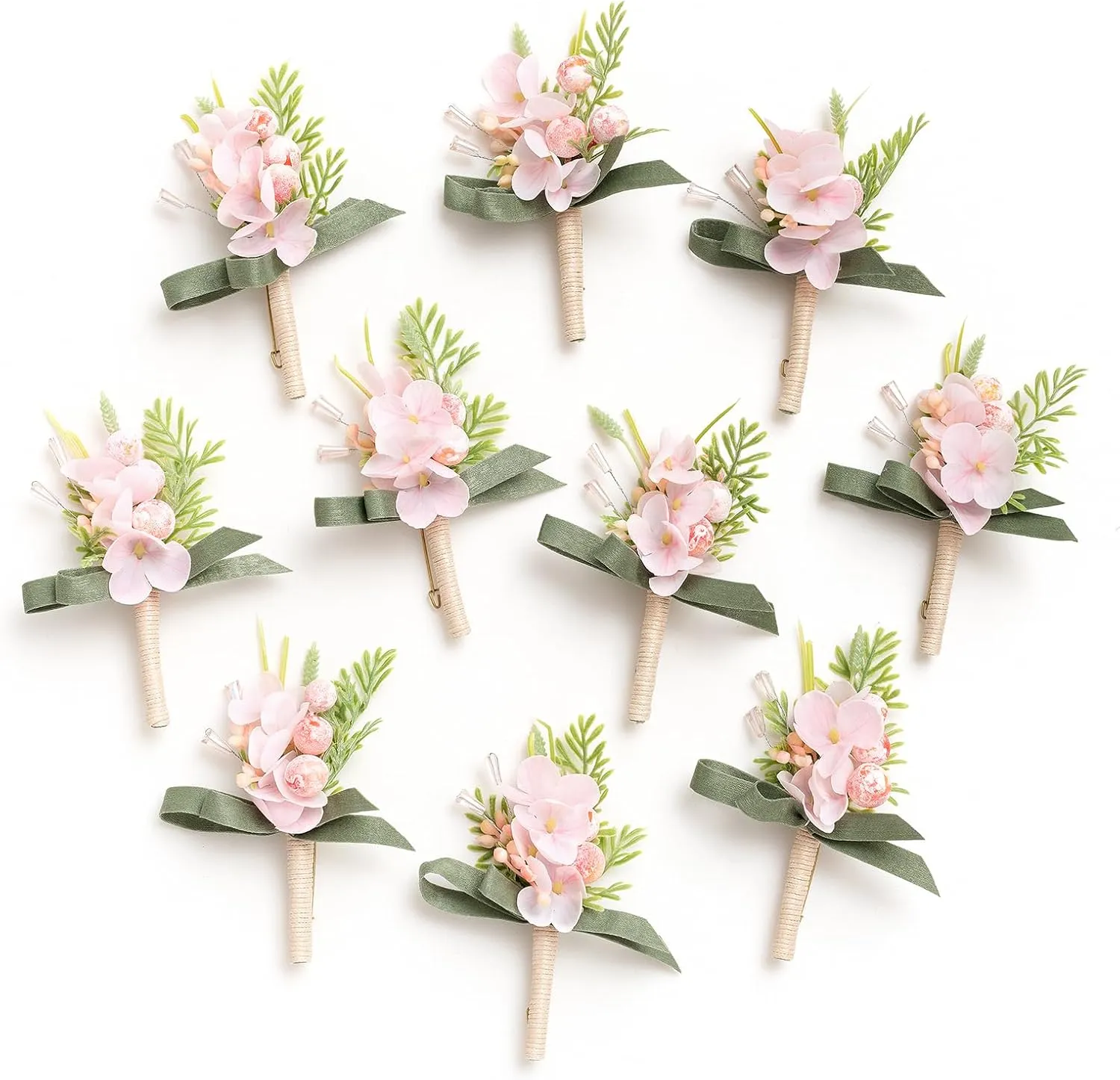 Ling's Moment Boutonniere for Men, 10pcs Groomsmen Guest Boutonniere, Artificial Flowers for Wedding Décor/Prom/Homecoming,etc.Blush Coral Peach Pink