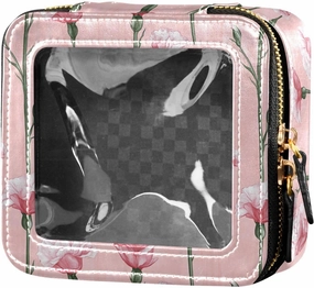 linqin Peach Carnation Blush Clear Travel Makeup Bag Travel Toiletry Bag Cosmetic Bag for Travel
