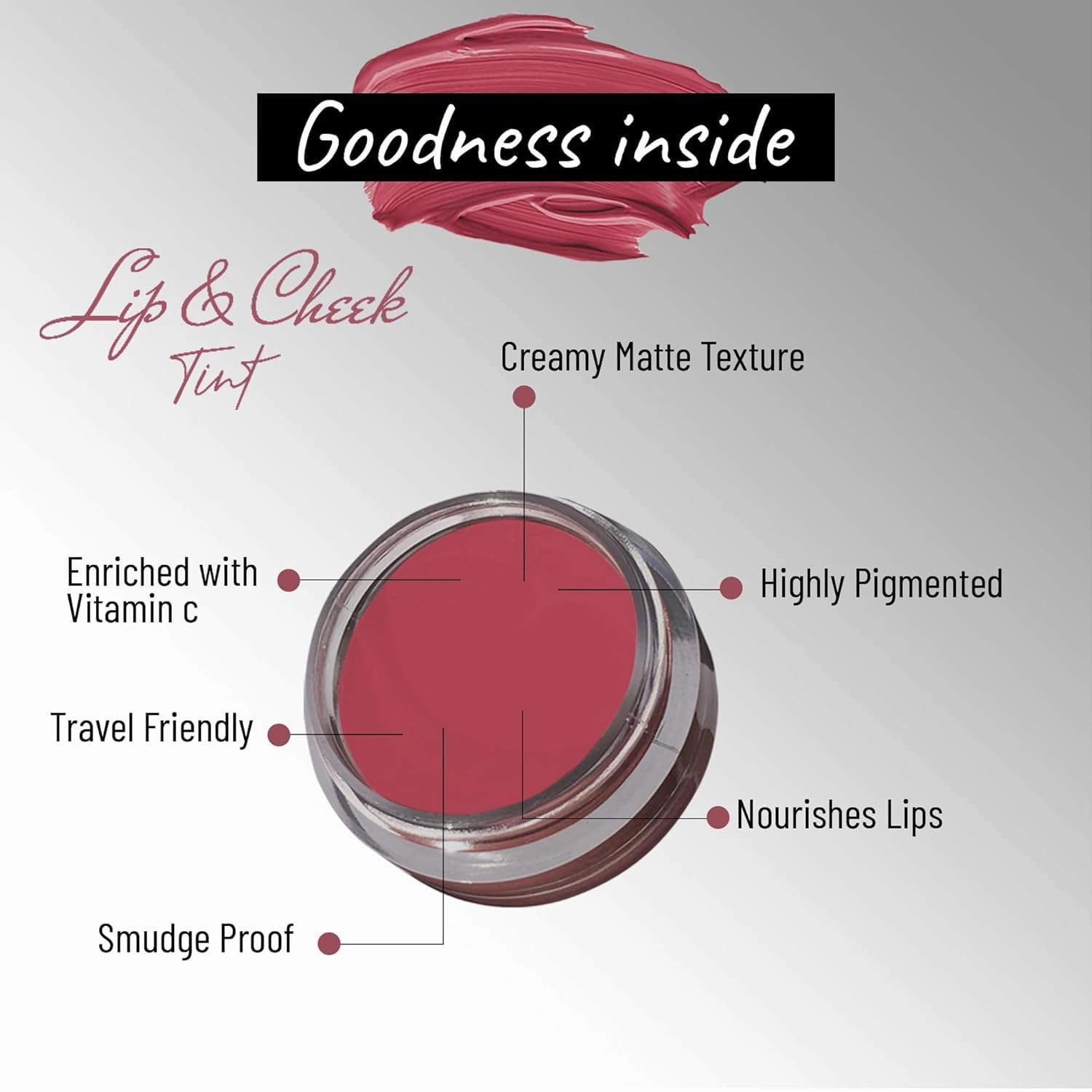 Lip & Cheek Tint Richness Of Essential Oils And Vitamin C For Lips, Eyelids & Cheeks, Matte Finish Give You a Soft Natural Glow (Blush Pink)