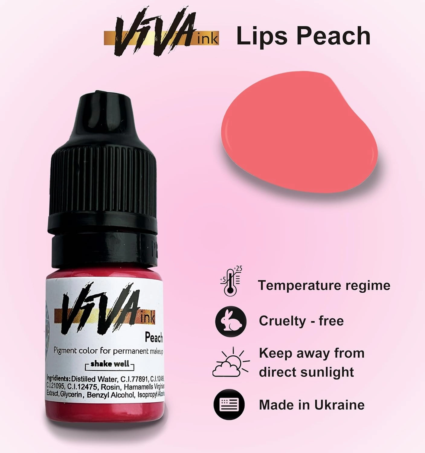 Lip Pigment – Peach – Permanent Lip Makeup – Microblading Ink for Durable and Colorful Lips – Long Lasting Color Lip Cosmetics (0.2 oz)
