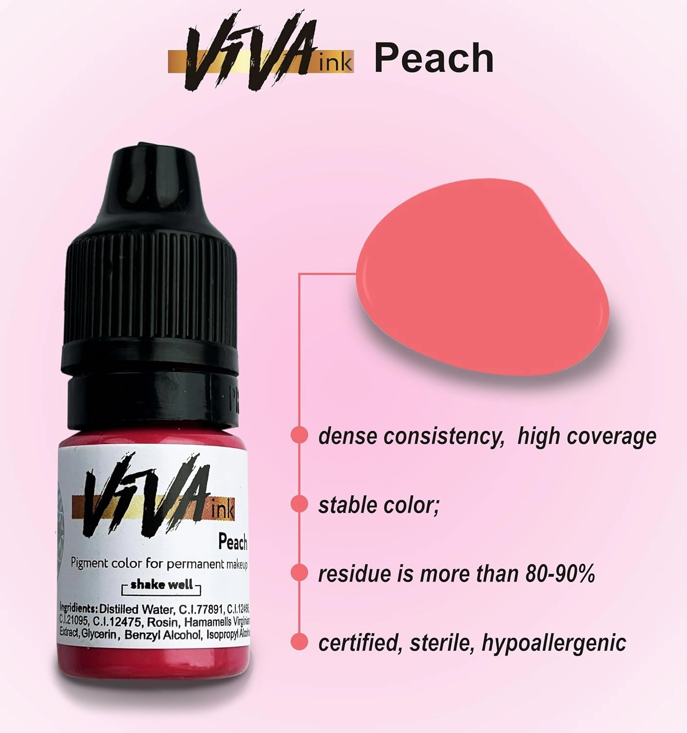 Lip Pigment – Peach – Permanent Lip Makeup – Microblading Ink for Durable and Colorful Lips – Long Lasting Color Lip Cosmetics (0.2 oz)