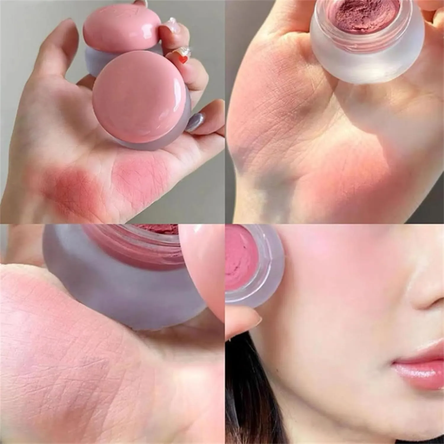 Lip&cheek Blurry Pudding Pot with Keyring, Multi-use Natural Glow Face Blush, Soft Matte Blush Blurry Makeup Blush Lipstick, Long-Lasting Makeup, High Color Rendering (3pcs C)