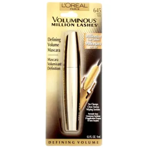 L’Oreal ParisVoluminous Million Lashes Mascara, Black [645] 0.3 oz (Pack of 3)