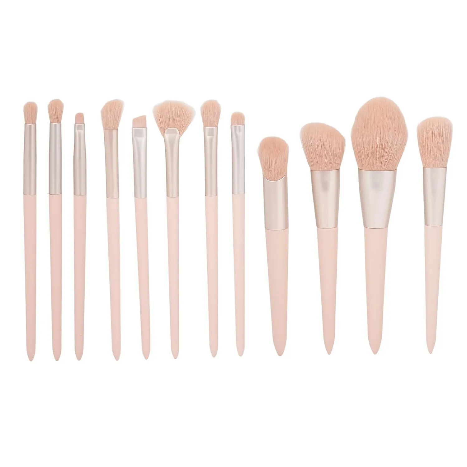Makeup Artist 12pcs Pink Soft Fiber Hair Makeup Brush Set for Loose Powder Blush Eyebrow Eyeshadow