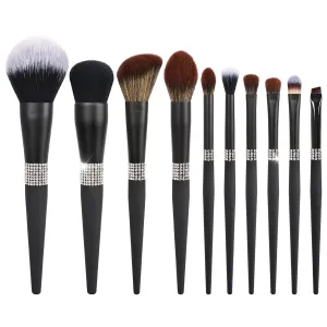 Makeup Brush Set Professional Makeup Brush Tool Makeup Brush Set 10 Black Matte Handle Eyebrow Brush Set for Beginners