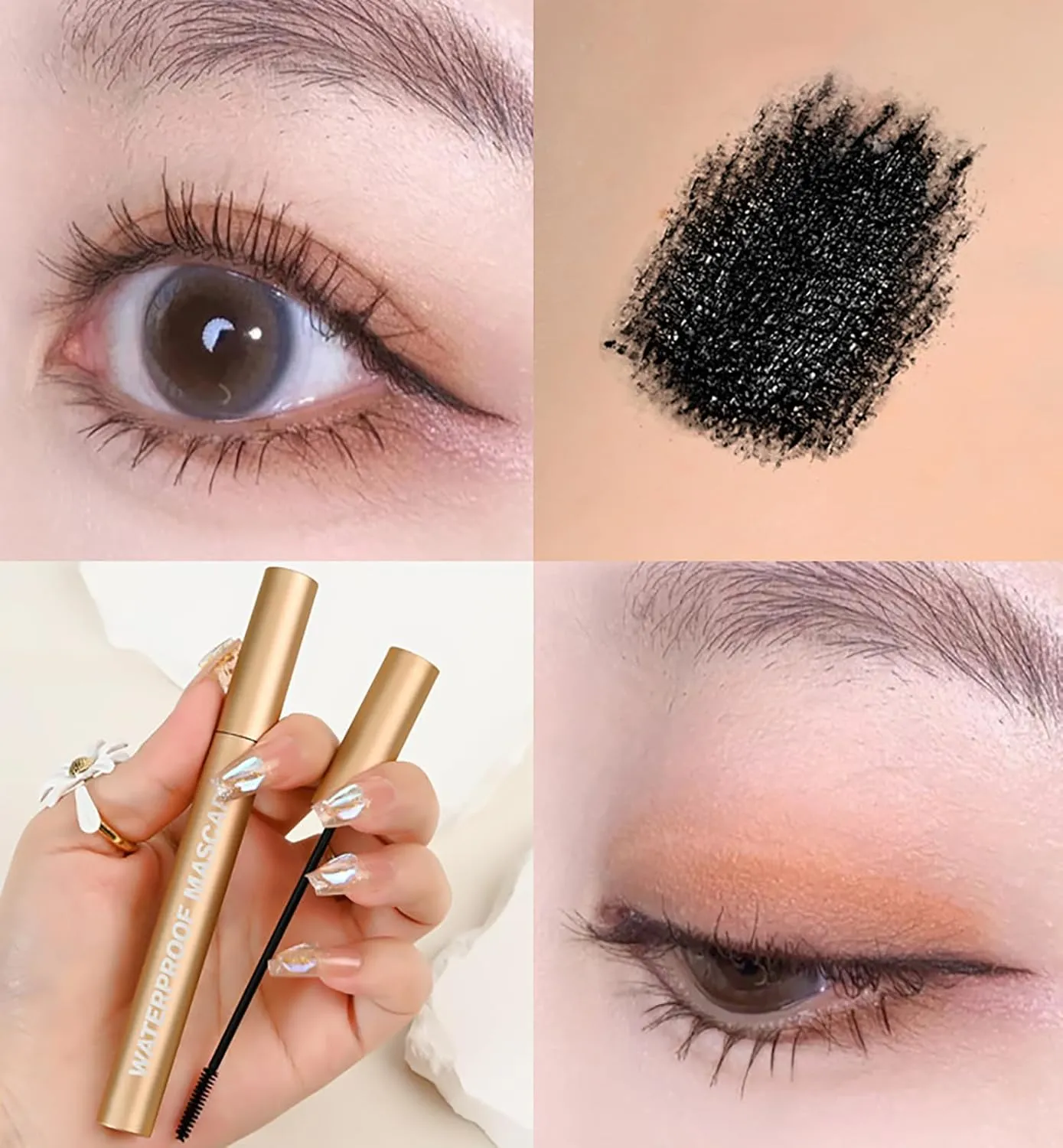 Mascara for Older Women 40 50 60 Plus, Waterproof & Sweatproof Formula, Smudge-free Lengthening & Thickening for Sensitive Eyes (2 Pack Brown)