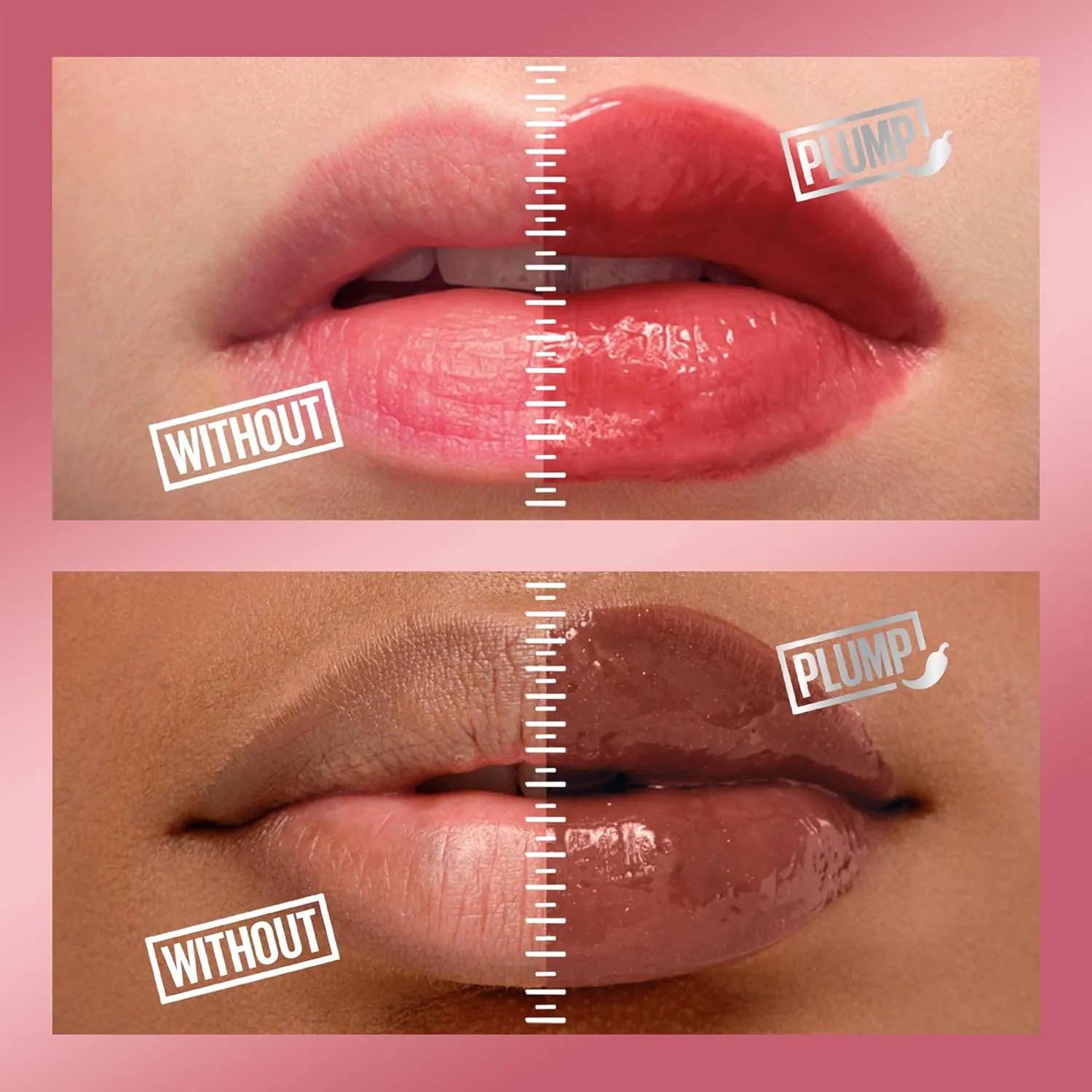 Maybelline Lifter Gloss and Lifter Plump Bundle, Hydrating, Pumping Lip Gloss in Shades Petal and Blush Blaze, Pack of 2
