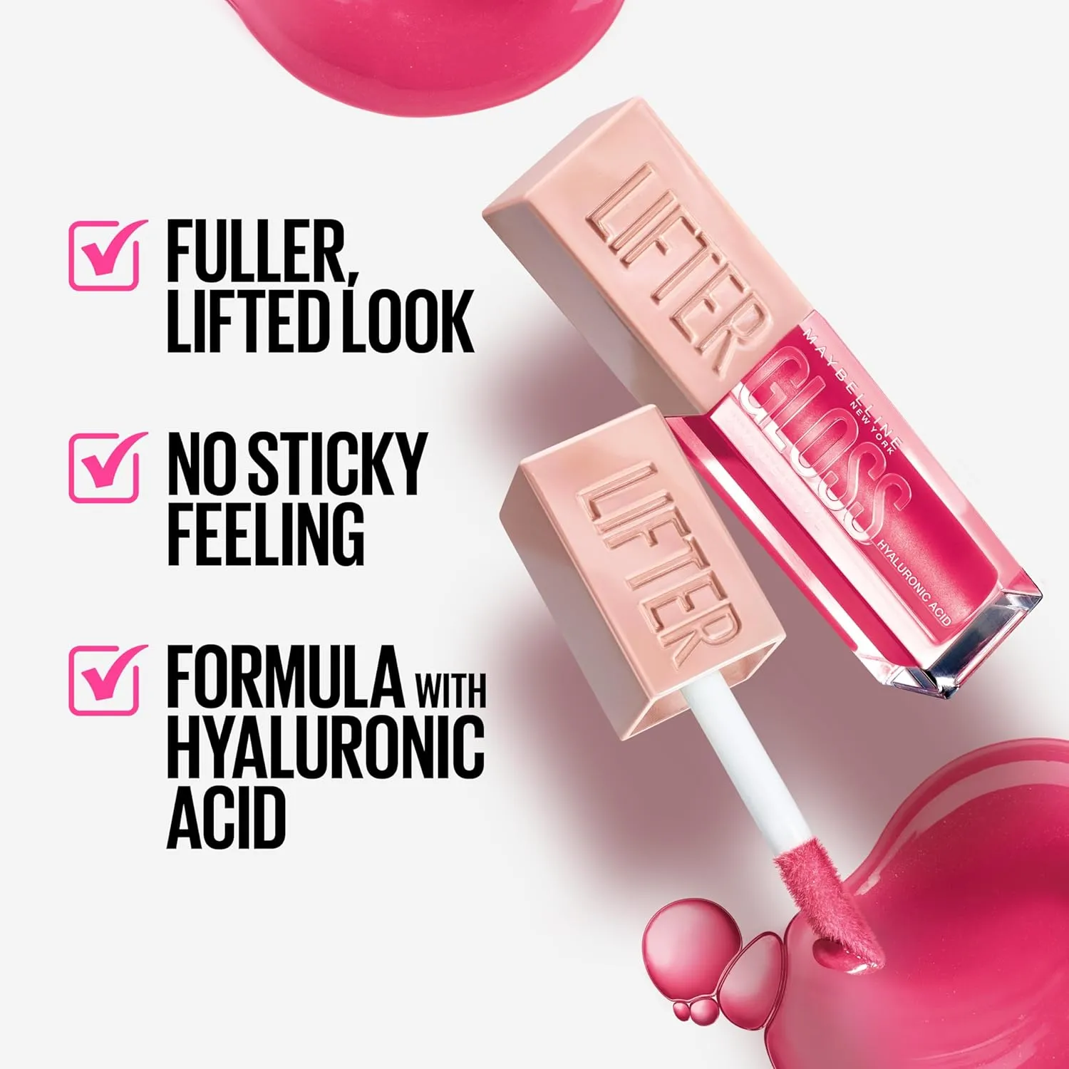 Maybelline Lifter Gloss and Lifter Plump Bundle, Hydrating, Pumping Lip Gloss in Shades Petal and Blush Blaze, Pack of 2