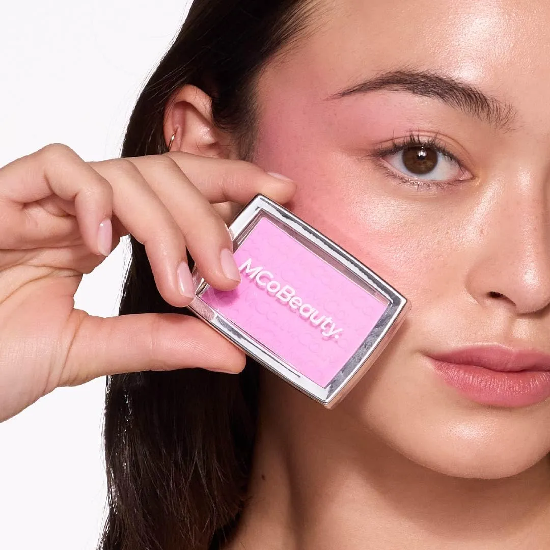 MCoBeauty Glow Up pH Powder Blush - Peach Pop, Customizable Matte Blush, Vegan, Cruelty Free Cosmetics