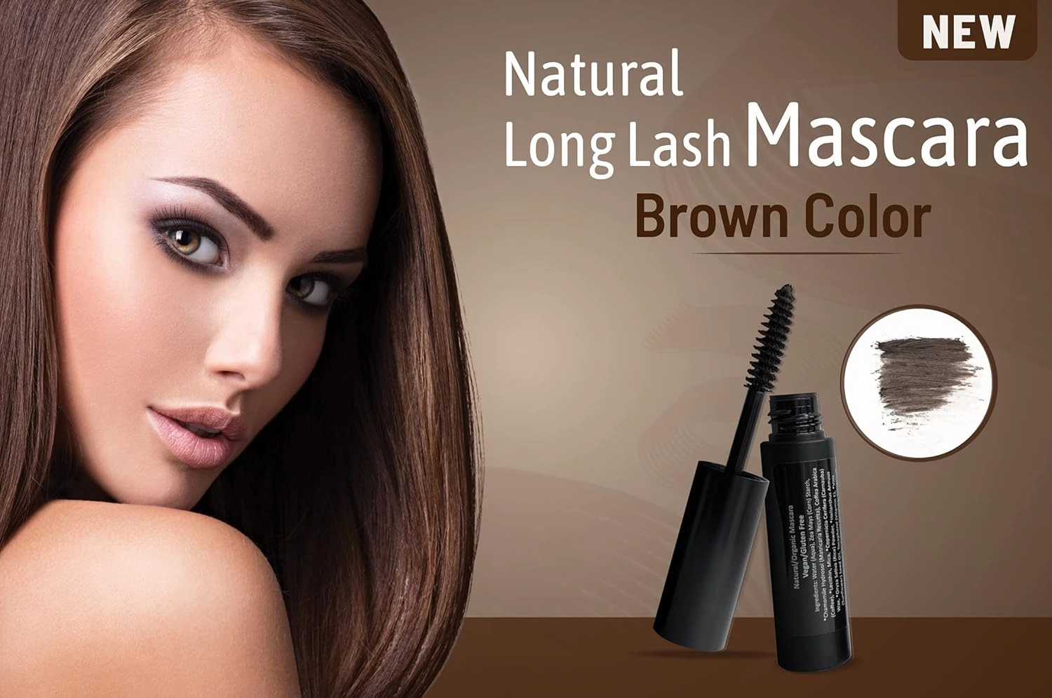 Mom's Secret 100% Natural Mascara Brown, Organic, Vegan, Paraben & Gluten Free, Strengthens & Volumes, Stays on all day, Made in the USA, 0.25 ounce
