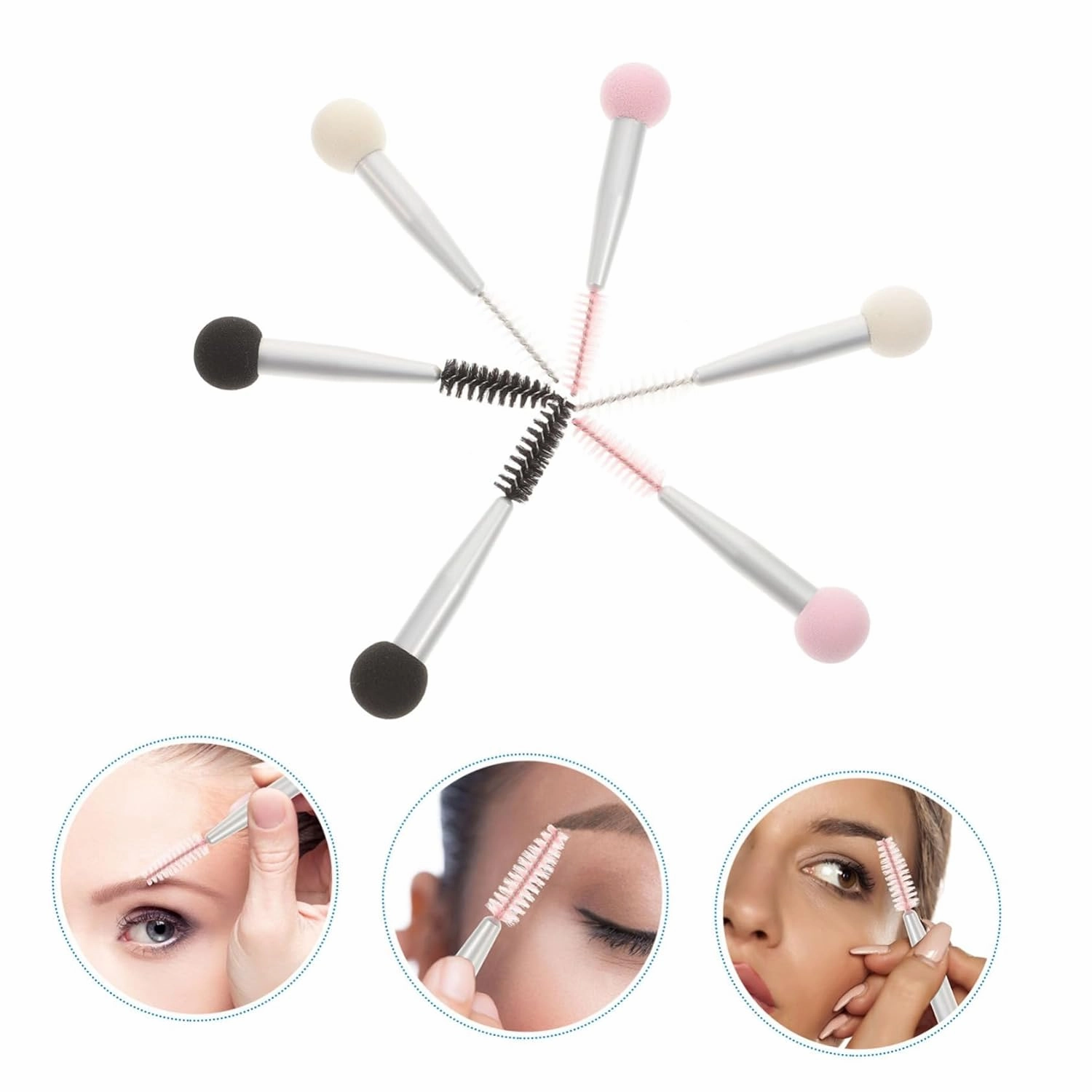 NOLITOY 24pcs Double-head Makeup Applicators for Women Versatile Sponges for Foundation Blush and Mascara Durable Easy to Use Brushes and Matte