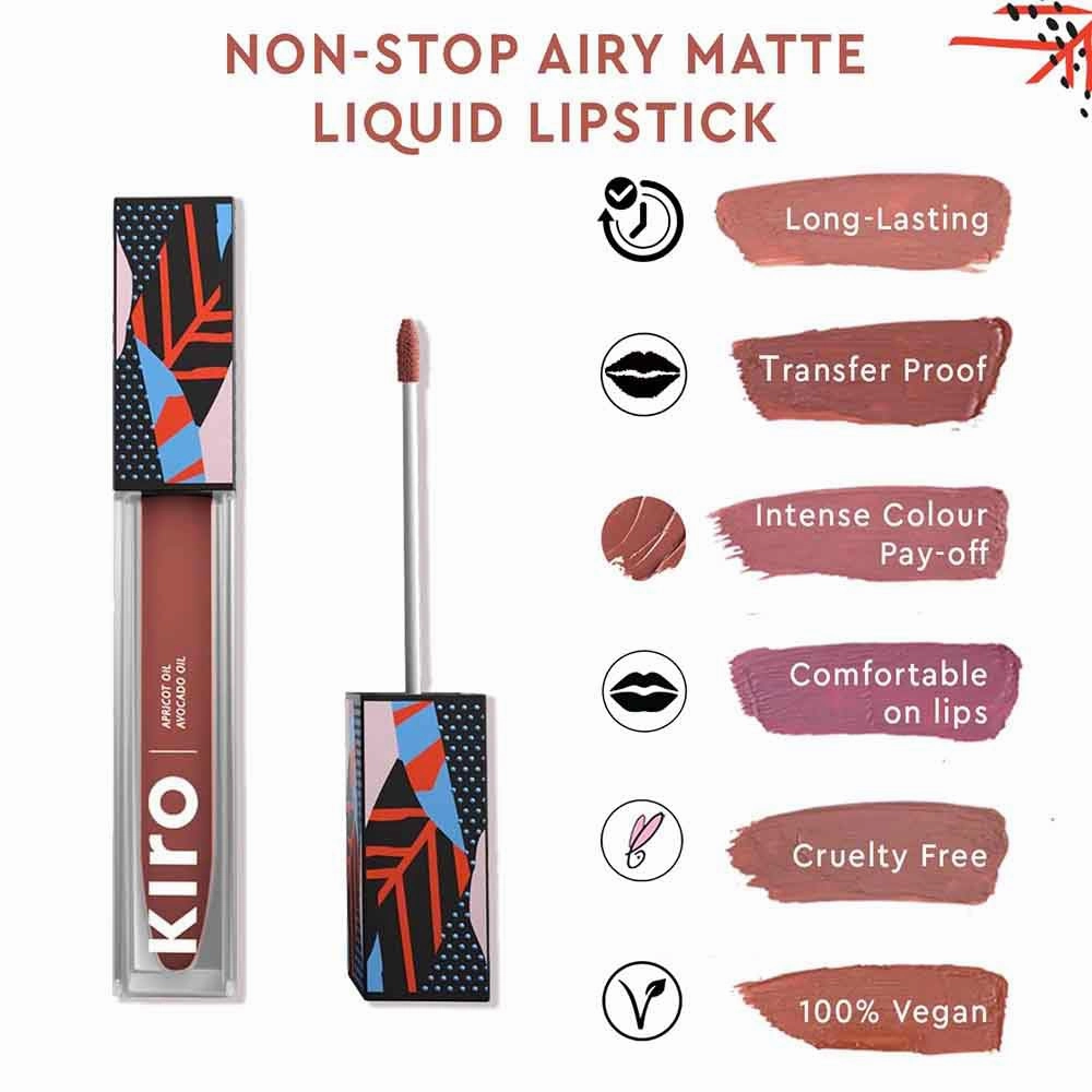 Non-stop Airy Matte Liquid Lip - Rose Blush(5 ml)| Transferproof I Waterproof lipstick Long Lasting I Apricot & Avocado Oil | 100% Vegan | 5ml | No Parabens, No Toxins