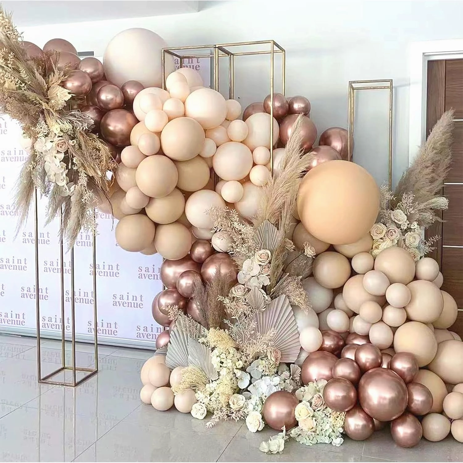 Nude Beige Balloons Double Stuffed Blush Cream Peach Garland Ivory Different Sizes Neutral Balloon Arch Kit Perfect For Baby Shower Gender Reveal Birthday Boho Party Decorations