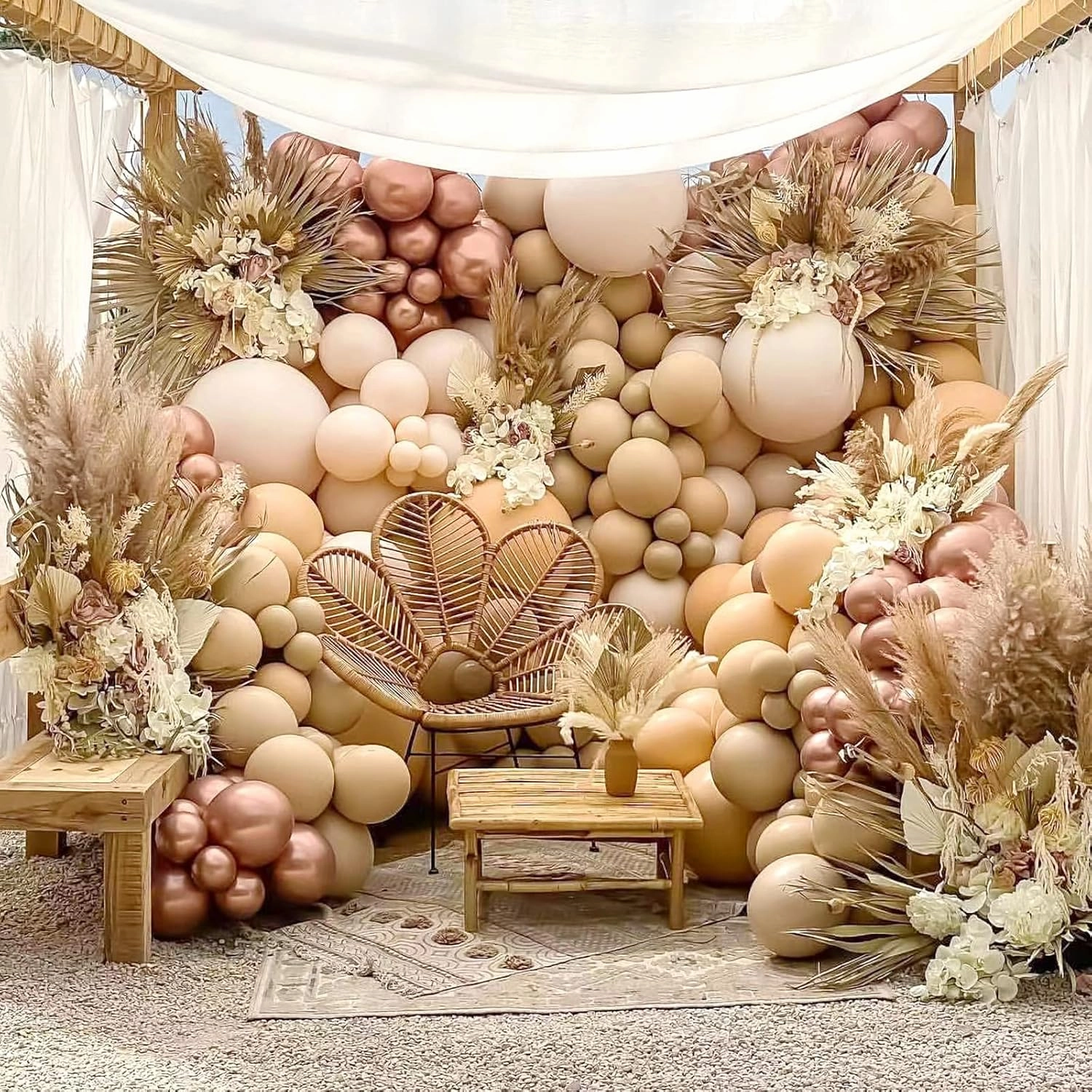 Nude Beige Balloons Double Stuffed Blush Cream Peach Garland Ivory Different Sizes Neutral Balloon Arch Kit Perfect For Baby Shower Gender Reveal Birthday Boho Party Decorations
