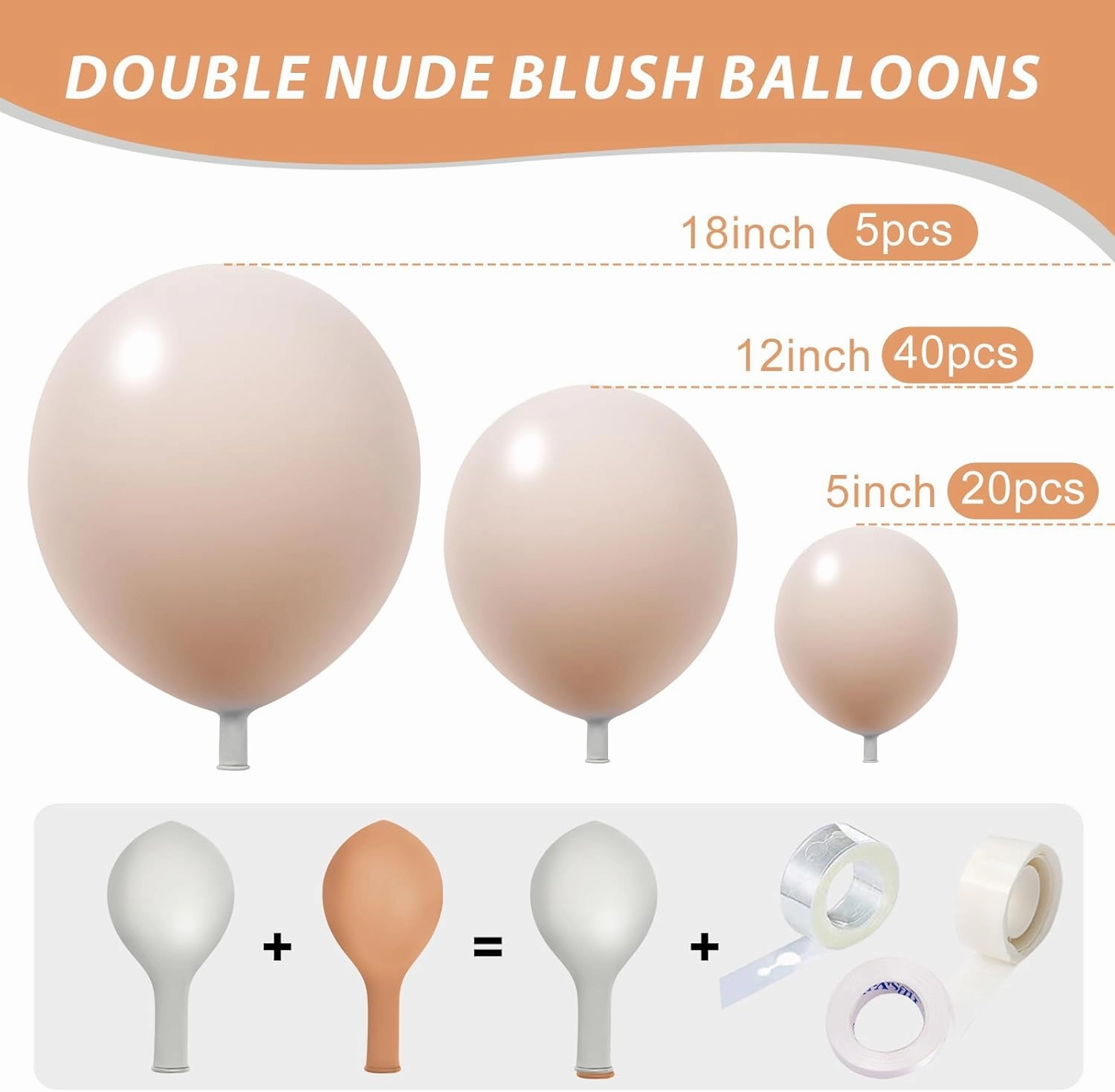 Nude Beige Balloons Double Stuffed Blush Cream Peach Garland Ivory Different Sizes Neutral Balloon Arch Kit Perfect For Baby Shower Gender Reveal Birthday Boho Party Decorations
